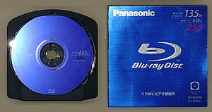 Archivo:IFA 2005 Panasonic Blu-ray Disc Single Layer 25GB BD-RE (LM-BRM25) (Cartridge) (by HDTVTotalDOTcom) v2