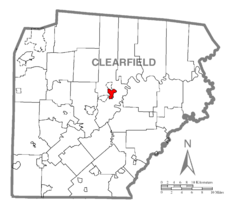 Map of Clearfield, Clearfield County, Pennsylvania Highlighted.png
