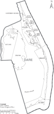 Archivo:Map of Dare County North Carolina With Municipal and Township Labels