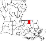 Mapa de Luisiana con la ubicación del Parish Saint Helena