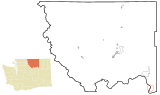 Okanogan County Washington Incorporated and Unincorporated areas Elmer City Highlighted.svg