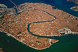 Venice Old Town Lagoon Aerial View