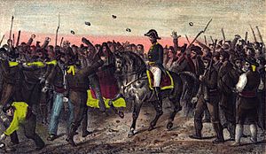 Archivo:1853, Los mártires de la libertad española, vol II, Riego conducido por los realistas á la cárcel de la Carolina (cropped)