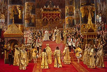 Archivo:Alexander III and Maria Fedorovna's coronation by G.Becker (1888, Hermitage)