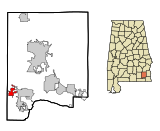 Dale County Alabama Incorporated and Unincorporated areas Level Plains Highlighted.svg