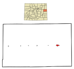 Kit Carson County Colorado Incorporated and Unincorporated areas Burlington Highlighted.svg