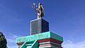 La estatua del héroe nacional Cuauhtémoc, en Cuauhtémoc, Chihuahua.