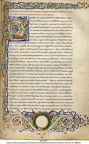 Archivo:Lactantius, Divinarum institutionum ... liber primus, manuscript, Florence 1420-1430 ca