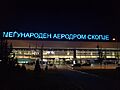 Skopje Airport - View of the main entrance by night (2018)