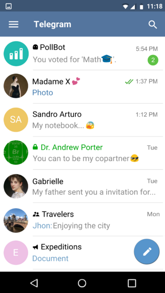 Telegram Android screenshot (v 3.3, English)