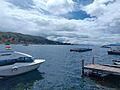 Vista del estrecho de Tiquina desde San Pedro