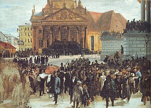 Archivo:Aufbahrung der Märzgefallenen (1848) Adolf Friedrich Erdmann von Menzel (Hamburger Kunsthalle)