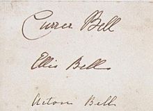 Archivo:Brontë sisters' signatures as Currer, Ellis and Acton Bell