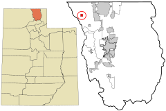 Cache County Utah incorporated and unincorporated areas Clarkston highlighted.svg