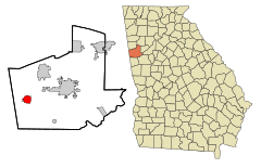 Carroll County Georgia Incorporated and Unincorporated areas Bowdon Highlighted.svg