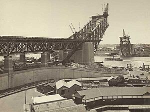 Archivo:Early construction, Sydney Harbour Bridge