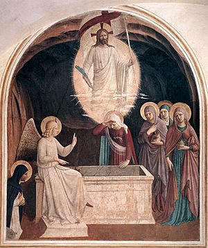 Archivo:Fra Angelico - Resurrection of Christ and Women at the Tomb (Cell 8) - WGA00542