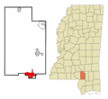 Lamar County Mississippi Incorporated and Unincorporated areas Lumberton Highlighted