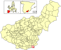 Situación de La Rábita respecto al término municipal de Albuñol, en la provincia de Granada.