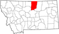 Map of Montana highlighting Blaine County