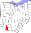 Mapa de Ohio con la ubicación del condado de Brown