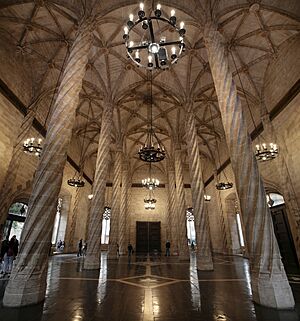 Archivo:Valencia, loggia della seta, interno, sala delle contrattazioni, 01,0