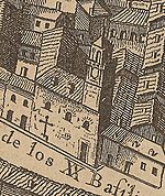 038. Convento de San Basilio from Reproduction of Pedro Teixeira's Topographia de la Villa de Madrid (1656), 1881 08 (cropped).jpg
