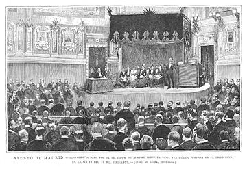 Archivo:1887-03-30, La Ilustración Española y Americana, Ateneo de Madrid, Conferencia dada por el conde de Morphy, Comba, Rico