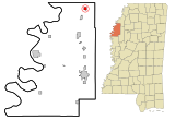 Bolivar County Mississippi Incorporated and Unincorporated areas Alligator Highlighted.svg