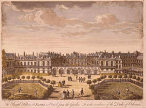 Archivo:English drawing of the Palais Royal, Paris as viewed from the back by an unknown artist
