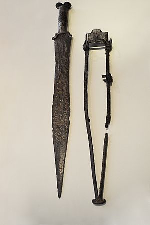 Archivo:Espada vetona de antenas y vaina de espada vetona de la Necrópolis de La Osera - M.A.N