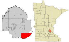 Hennepin County Minnesota Incorporated and Unincorporated areas Bloomington Highlighted.svg
