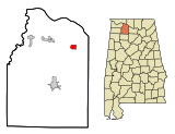 Lawrence County Alabama Incorporated and Unincorporated areas Hillsboro Highlighted.svg