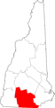 Map of New Hampshire highlighting Hillsborough County