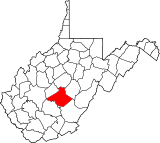 Map of West Virginia highlighting Nicholas County.svg
