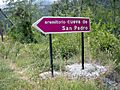 Señalización desde la carretera del Eremitorio de Argés