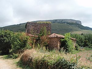 Vista de la Torre de Cadalso, con el monte Muñata al fondo.