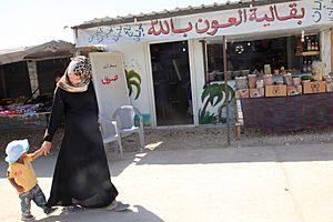 Archivo:Walking down the main street of Zaatari refugee camp (9638143042)