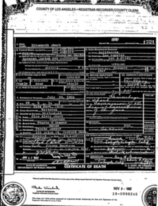 Archivo:Elizabeth Short death certificate