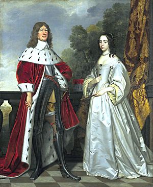Archivo:Gerrit van Honthorst - Portret van Friedrich Wilhelm I, keurvorst van Brandenburg (1620-1688) en zijn echtgenote Louise Henriette van Nassau (1627-1667)