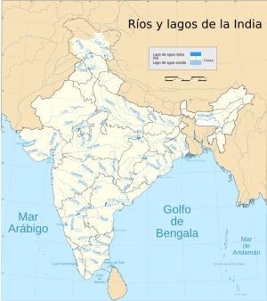 India rivers and lakes map-es.svg