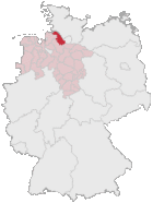 Lage des Landkreises Stade in Deutschland