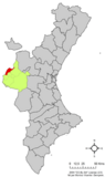 Localización de Camporrobles respecto a la Comunidad Valenciana