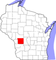 Map of Wisconsin highlighting Monroe County