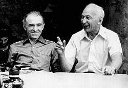 Archivo:Photographers Robert Doisneau (left) and André Kertész in 1975 b