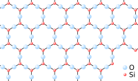 Patrón hexagonal regular de átomos de Si y O, con un átomo de Si en cada esquina y los átomos de O en el centro de cada lado.