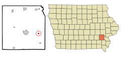 Washington County Iowa Incorporated and Unincorporated areas Ainsworth Highlighted.svg