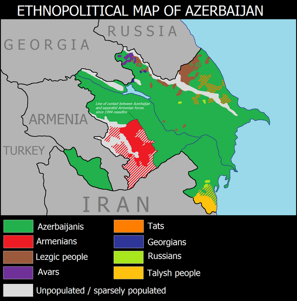 Azerbaijan ethnic map 1994-2020