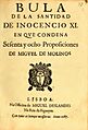 Bula de la santidad de Inocencio XI. En que condena setenta y ocho proposiciones de Miguel de Molinos (book cover)