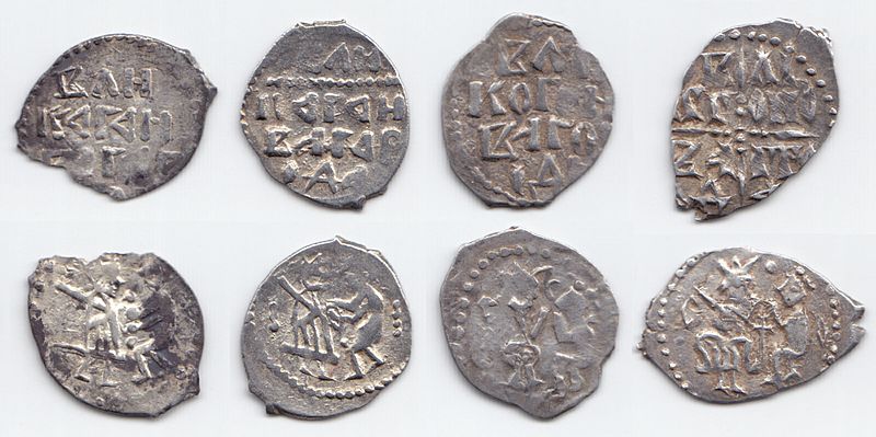 Four Novgorod dengas, 1420-1478